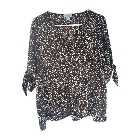 Womens XL Lightweight Top Short Sleeve V-Neck Flowy  Button Front Teacher  CeCe - Picture 6 of 16